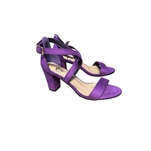 Trary Purple Faux-Suede Block Heel Sandals | Ankle Strap | Women's 7